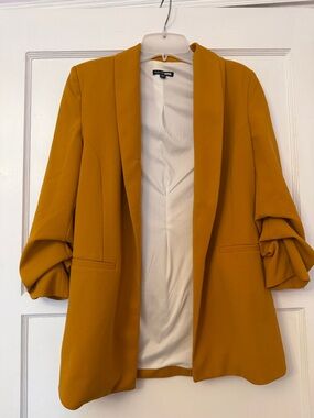 Fashion Nova Women's Mustard Open-Front Blazer